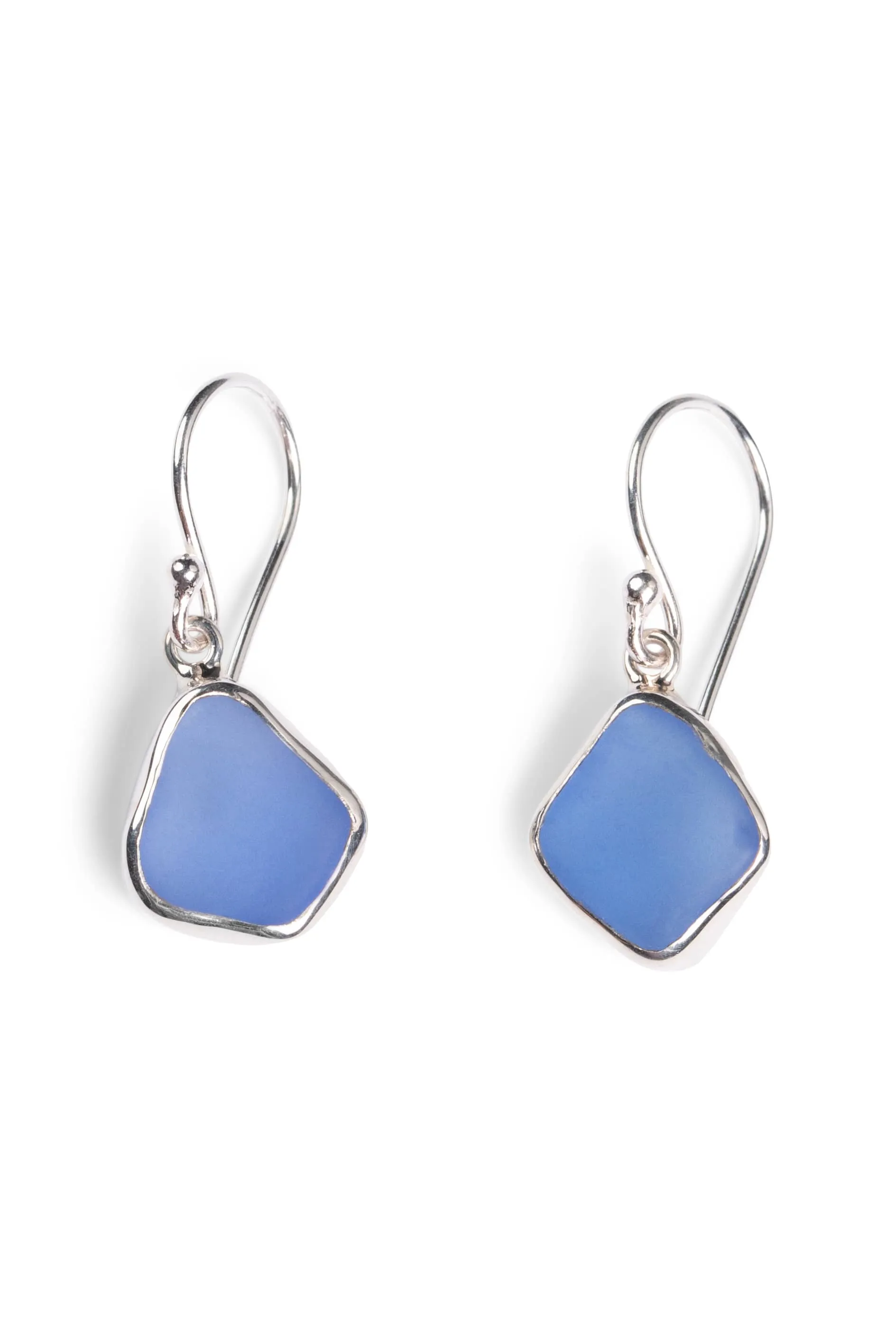 Bezel Sea Glass Set Earrings with Gift Box