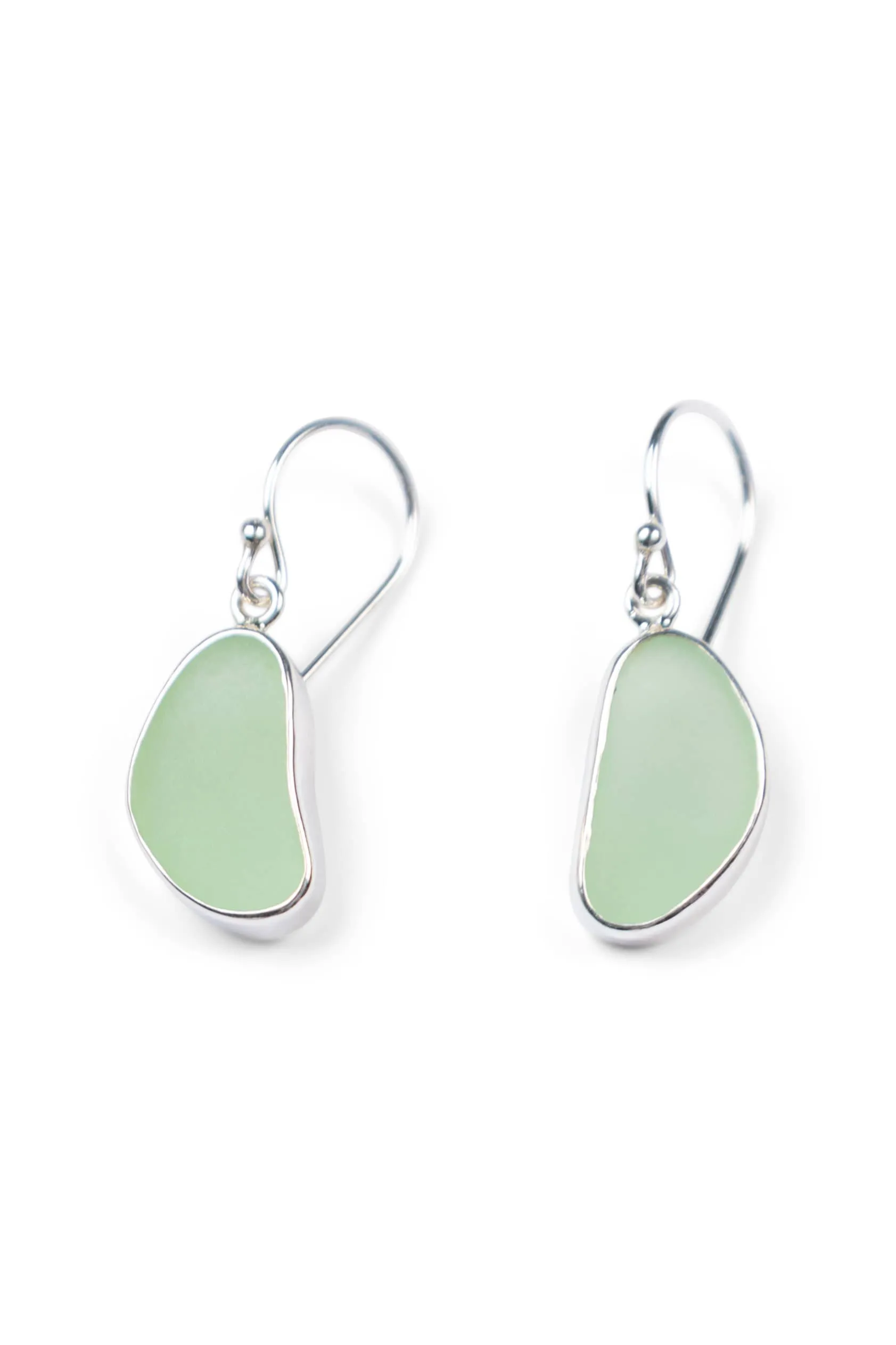 Bezel Sea Glass Set Earrings with Gift Box