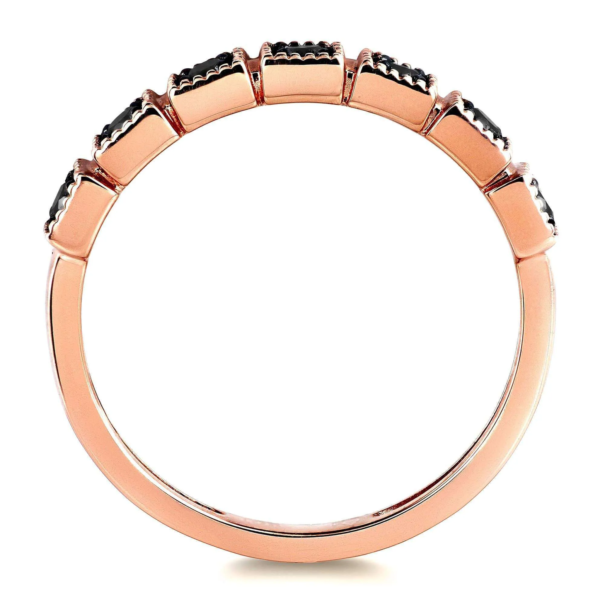 Black Diamond Wedding Ring 1/6ct TDW in 10k Rose Gold