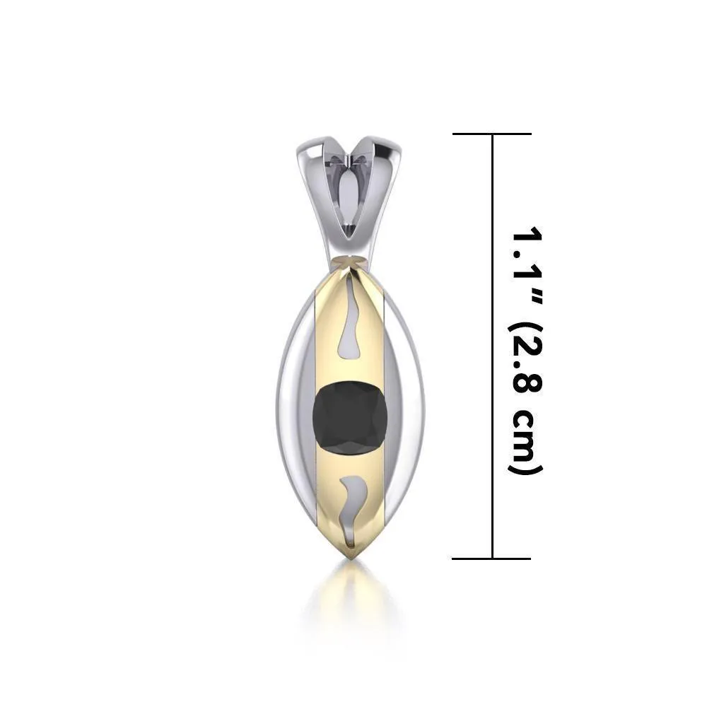 Black Magic Art Deco Silver & Gold Pendant MPD836