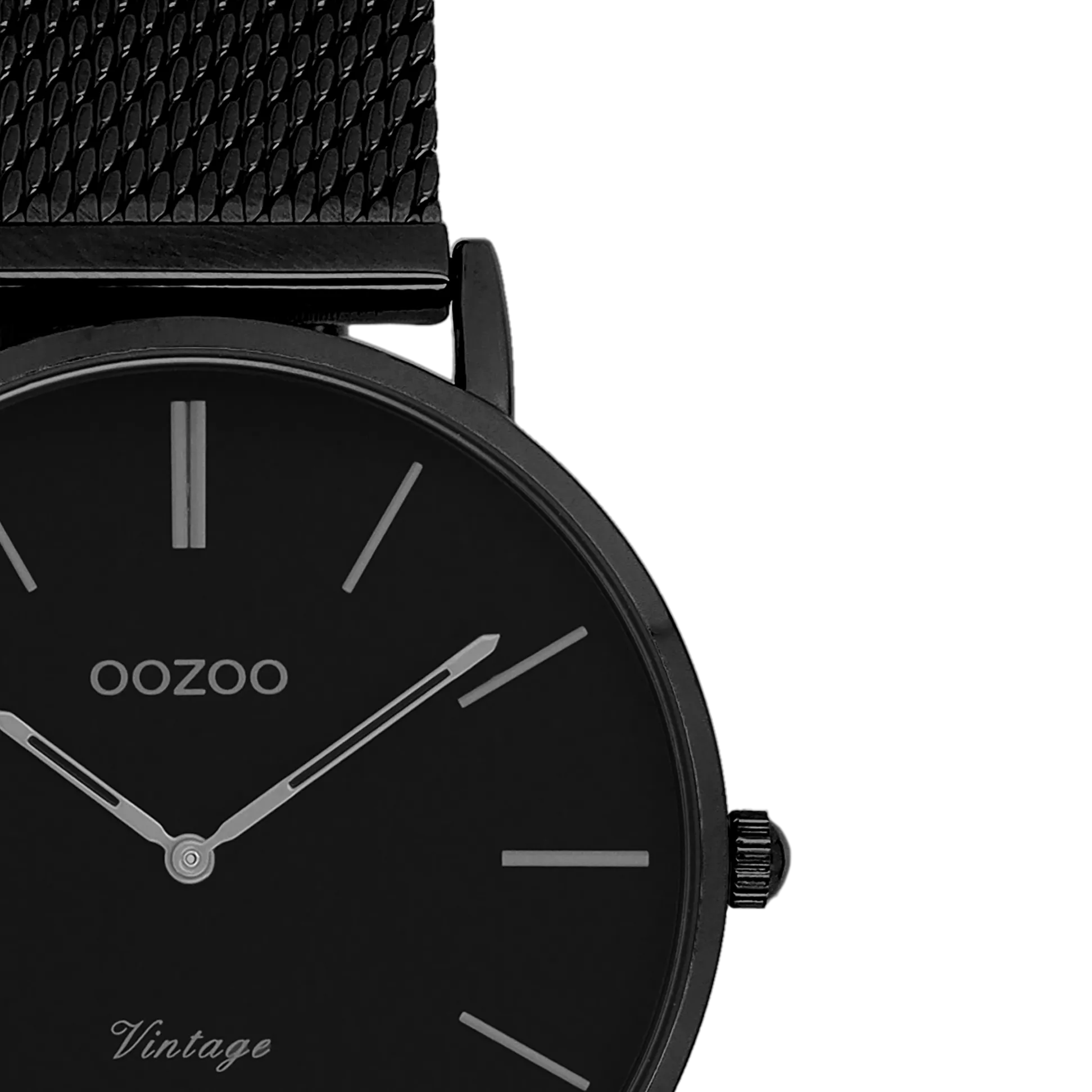 Black  OOZOO watch with black metal mesh bracelet - C9935