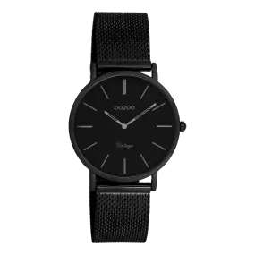 Black  OOZOO watch with black metal mesh bracelet - C9935