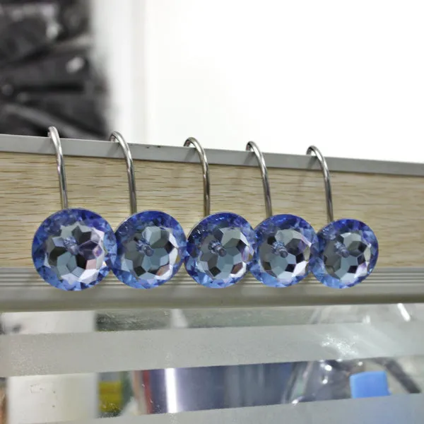 Blue Rhinestone Shower Curtain Hooks