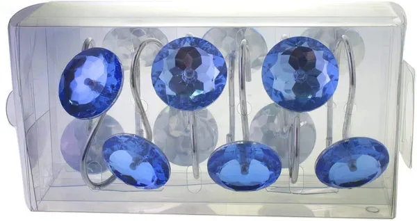 Blue Rhinestone Shower Curtain Hooks