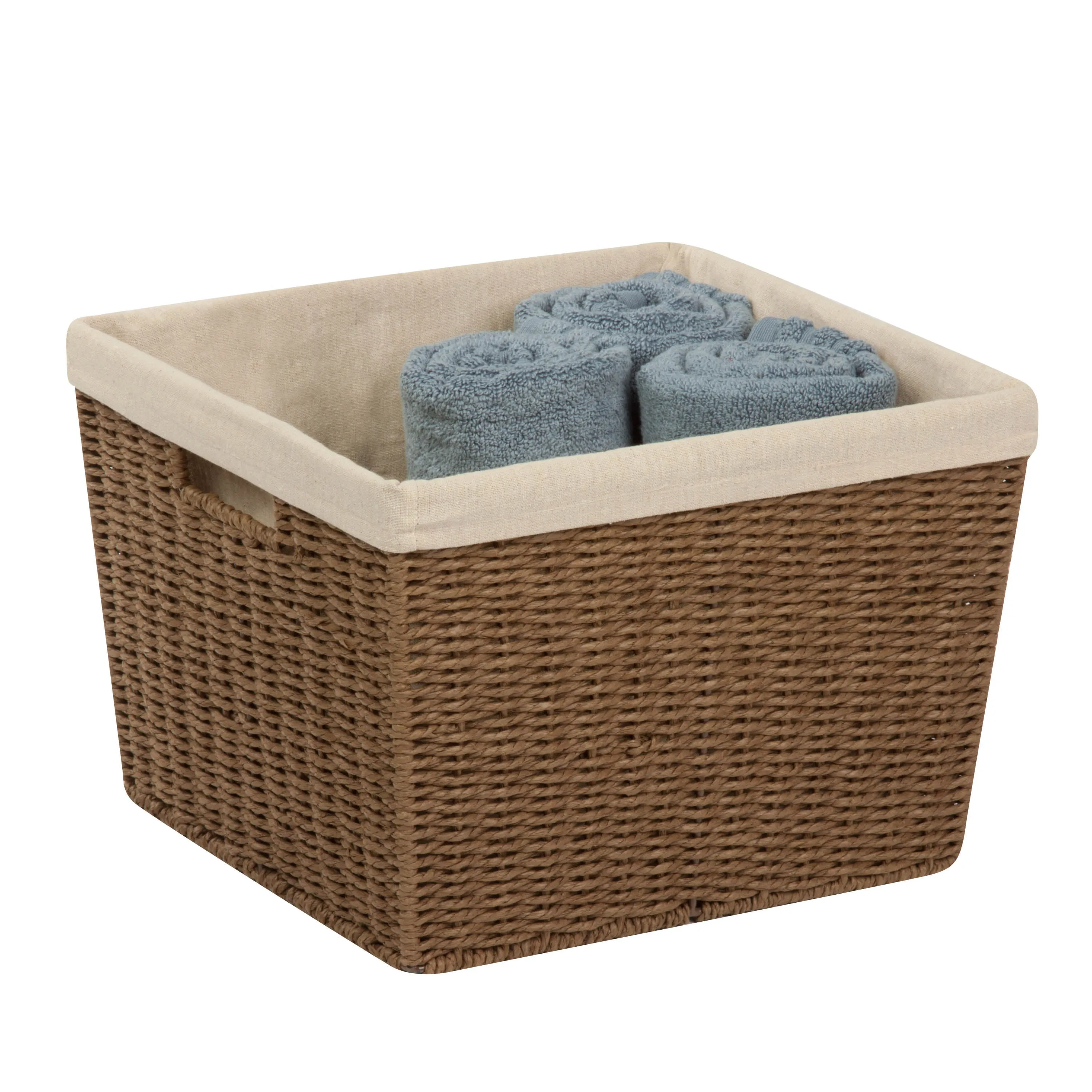 Brown Paper Rope Large Storage Basket with Liner