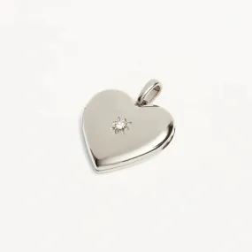 By Charlotte Large Heart Lotus Locket Pendant, Silver