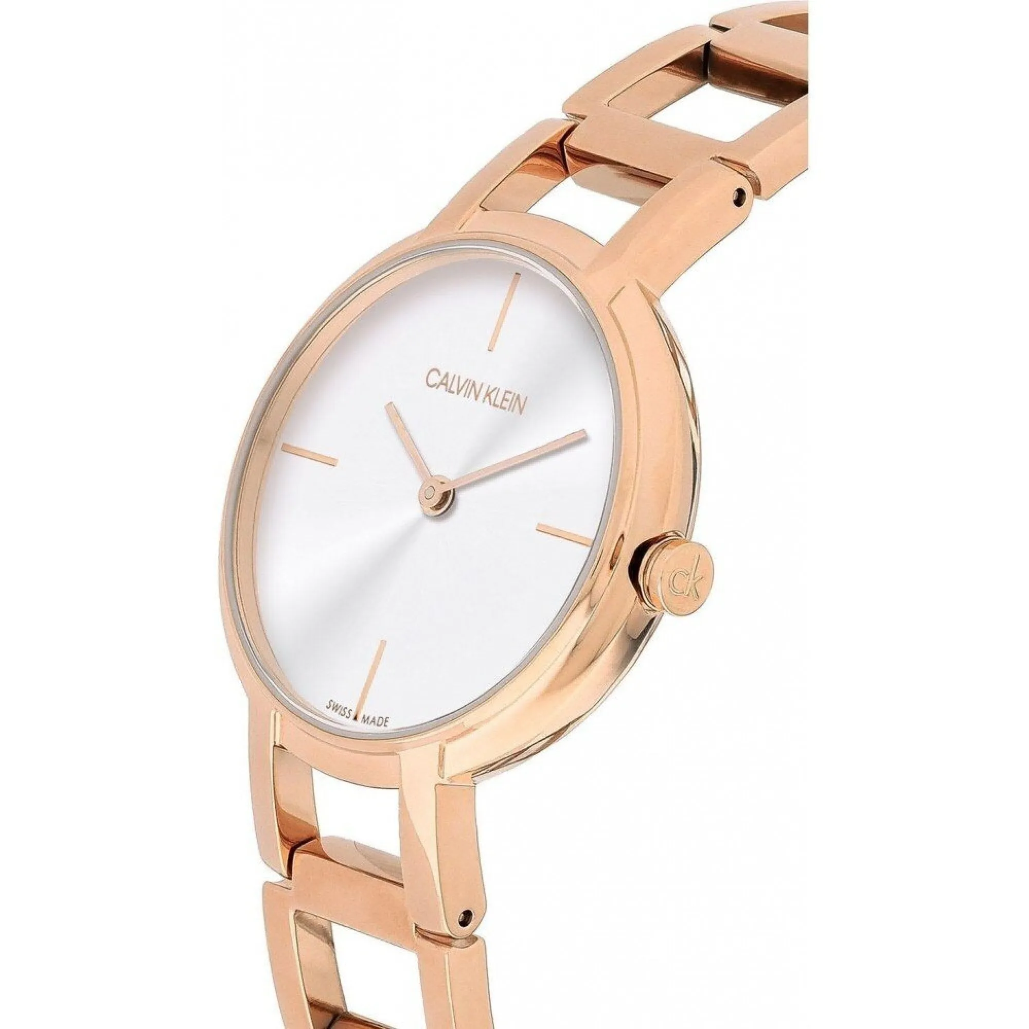 Calvin Klein Cheers Silver Dial Rose Gold Ladies Watch K8N23646