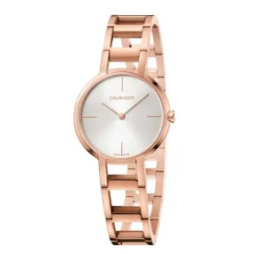 Calvin Klein Cheers Silver Dial Rose Gold Ladies Watch K8N23646