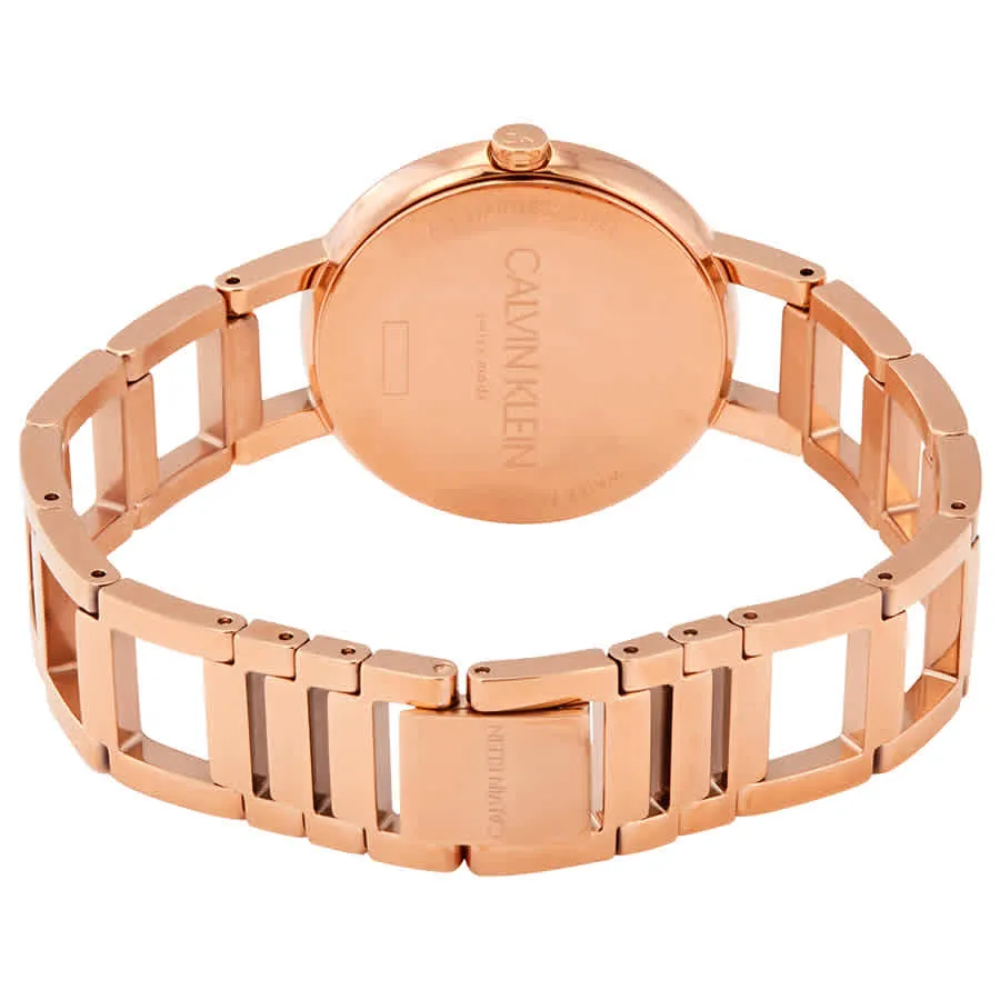 Calvin Klein Cheers Silver Dial Rose Gold Ladies Watch K8N23646