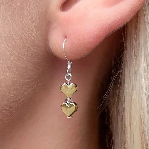 Carrie Elspeth Gold Ombre Haematite Heart Earrings