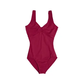 Child Pinch Front Empire Waist Leotard - Burgundy