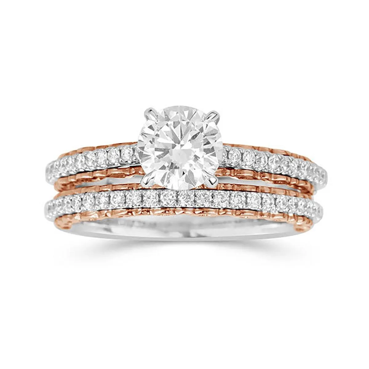 CLASSIC TWO-TONE BRIDAL SET WITH LAB GROWN DIAMONDS, 1 3/8 CT TW