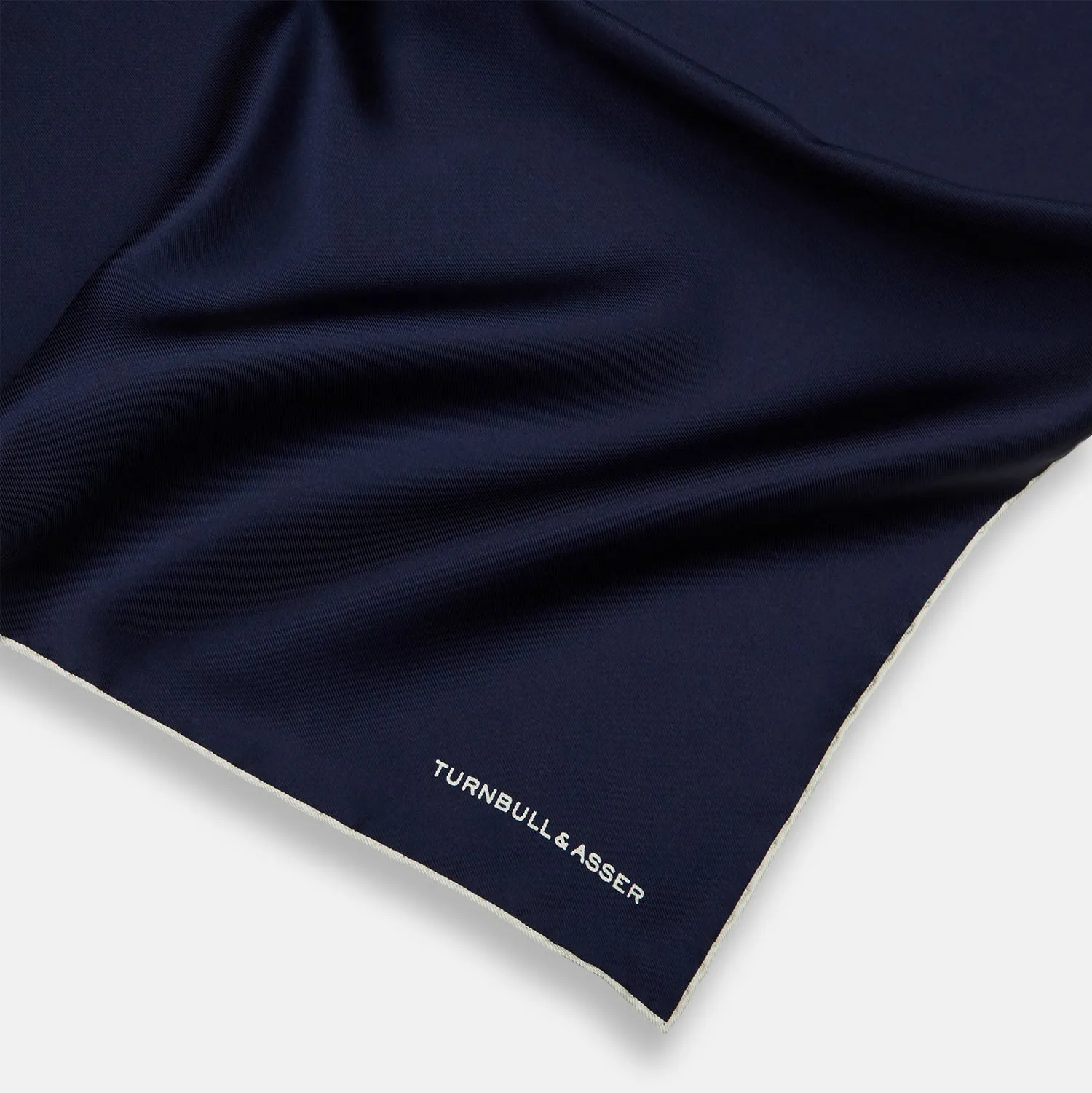 Dark Blue Piped Silk Pocket Square