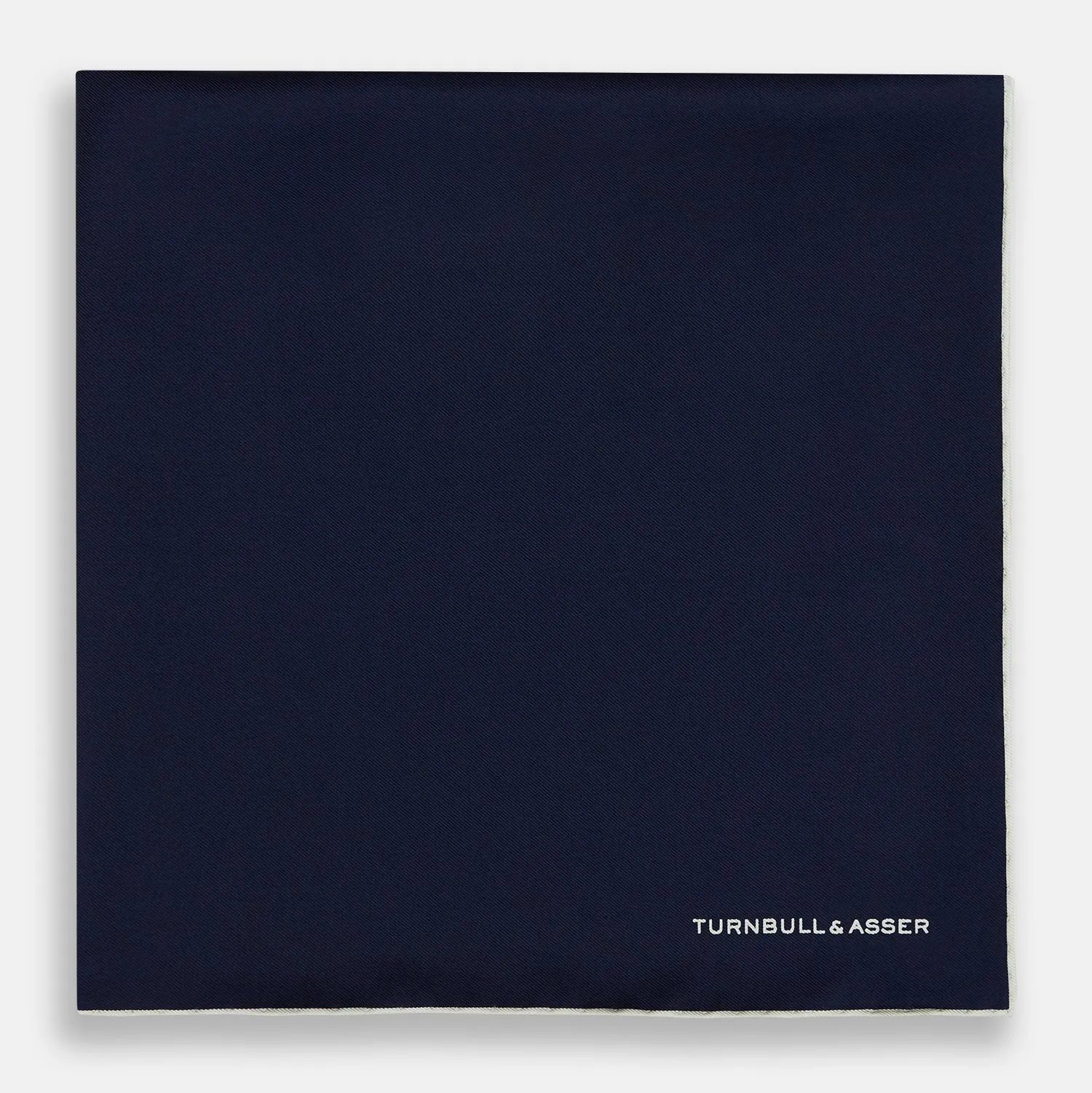 Dark Blue Piped Silk Pocket Square