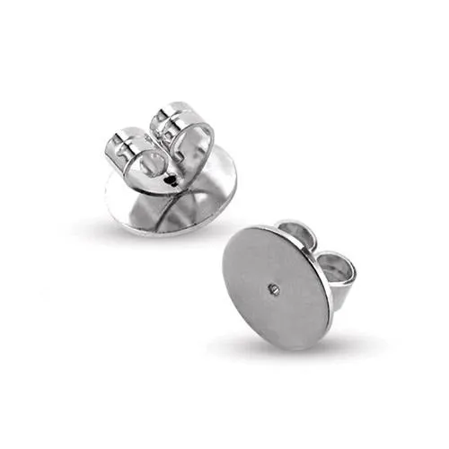 Disc 10.0mm [Pair] 18ct White Gold Large Butterfly Backs |  WG18-00810L | PRE-ORDER | CONTACT FOR PRICE |Jewellery Making Supply