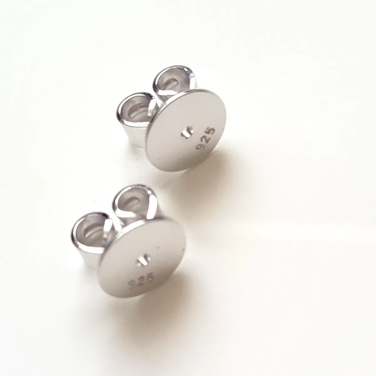 Disc 6.5mm [Pair] 9ct White Gold Earring Backs Medium | WG9-00865M | PRE-ORDER | CONTACT FOR PRICE | Jewellery Making Supply