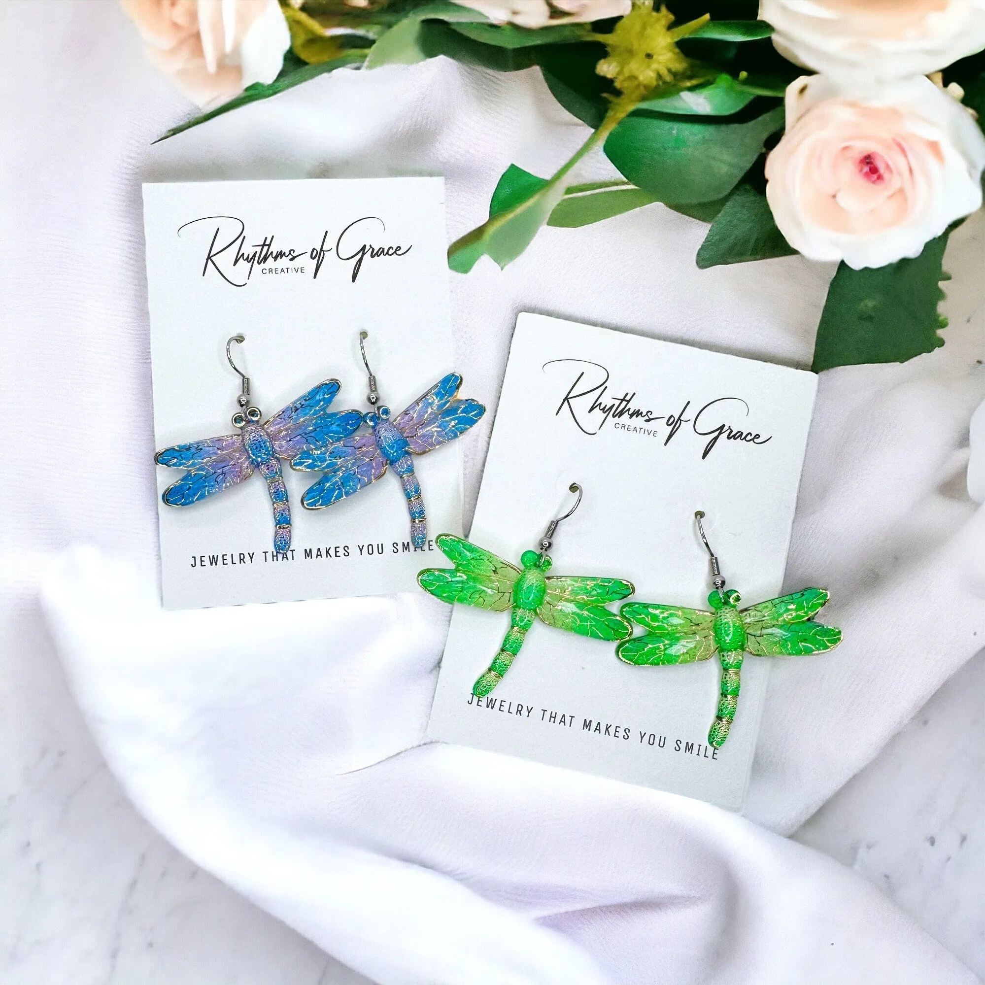 Dragonfly Earrings - Dragonfly Jewelry, Dragonfly Wing, Handmade Earrings, Handmade Jewelry, Animal Earrings, Dragonfly Accessories, Easter