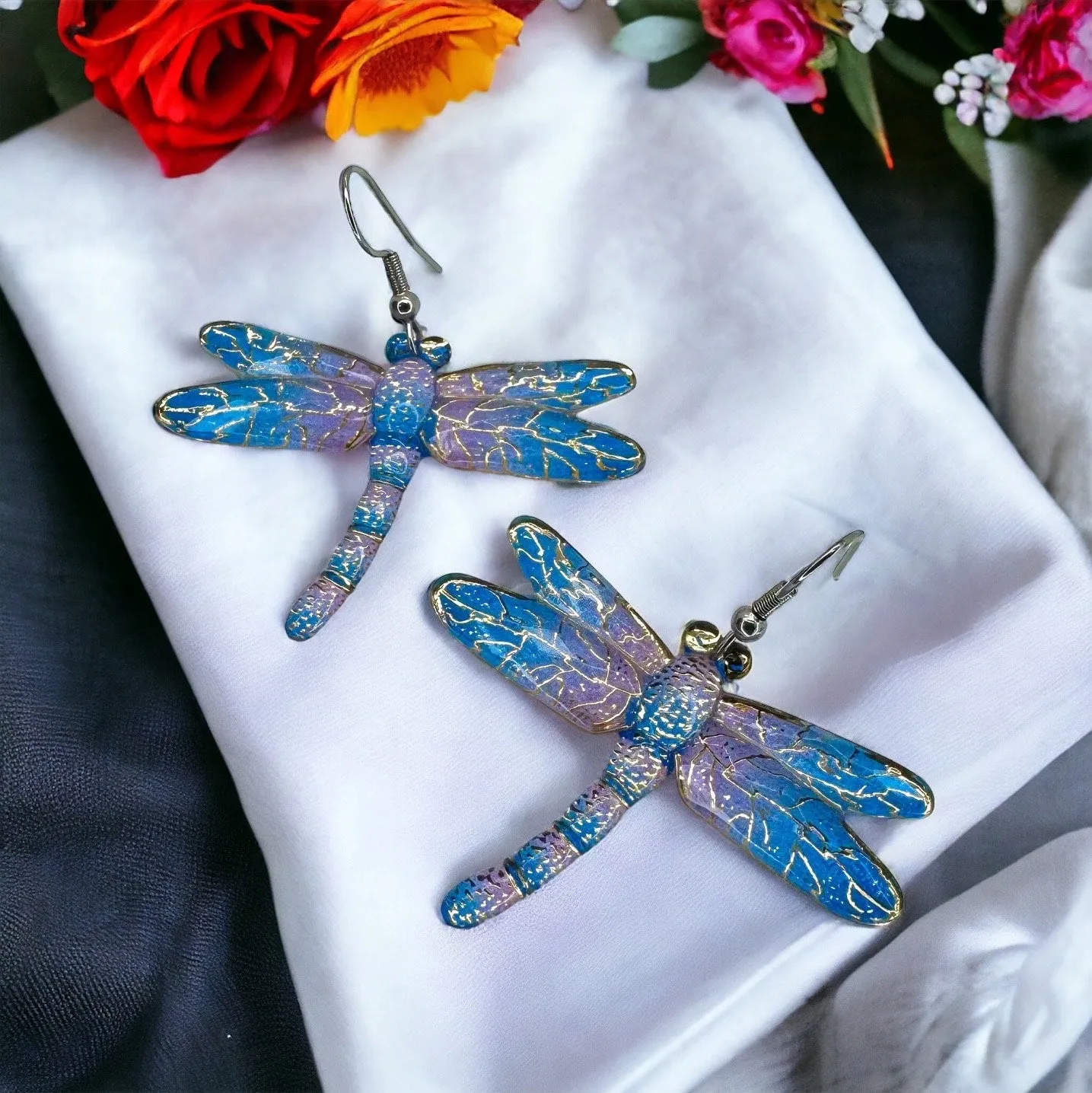 Dragonfly Earrings - Dragonfly Jewelry, Dragonfly Wing, Handmade Earrings, Handmade Jewelry, Animal Earrings, Dragonfly Accessories, Easter