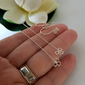 Ear Hook & Headpin Set [1 Pair] Fancy Clover Solid Sterling Silver | SS-029cEHset | Earring Making Supply