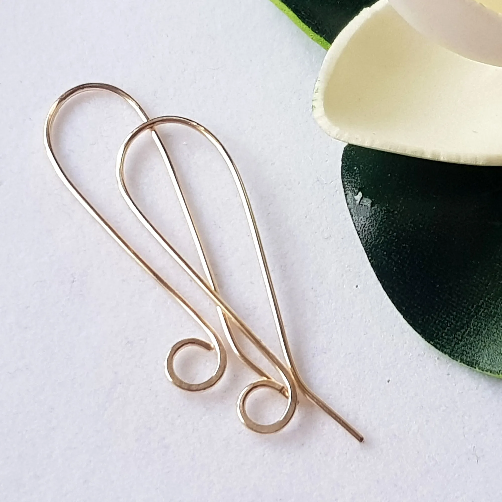 Earring Hooks:-  Statement Long Shepherds Hook Handmade Earring Wires Gold-Filled 14k | GF-032EH | Jewellery Making Supply