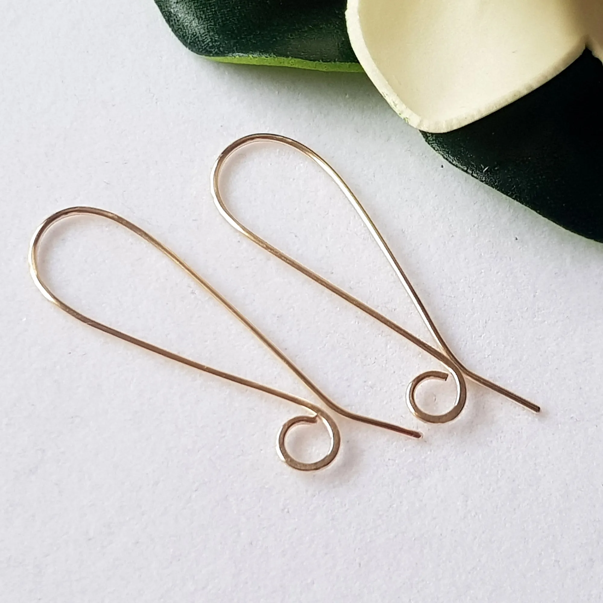 Earring Hooks:-  Statement Long Shepherds Hook Handmade Earring Wires Gold-Filled 14k | GF-032EH | Jewellery Making Supply