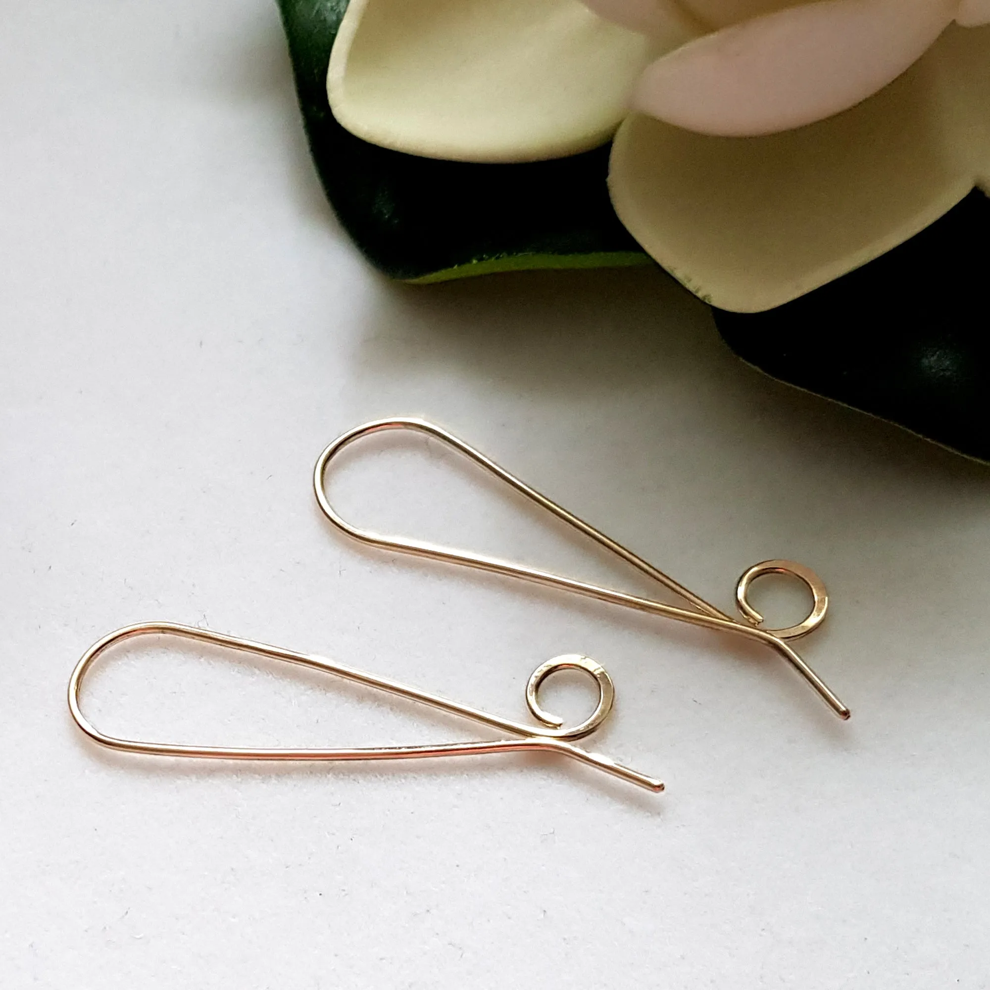 Earring Hooks:-  Statement Long Shepherds Hook Handmade Earring Wires Gold-Filled 14k | GF-032EH | Jewellery Making Supply