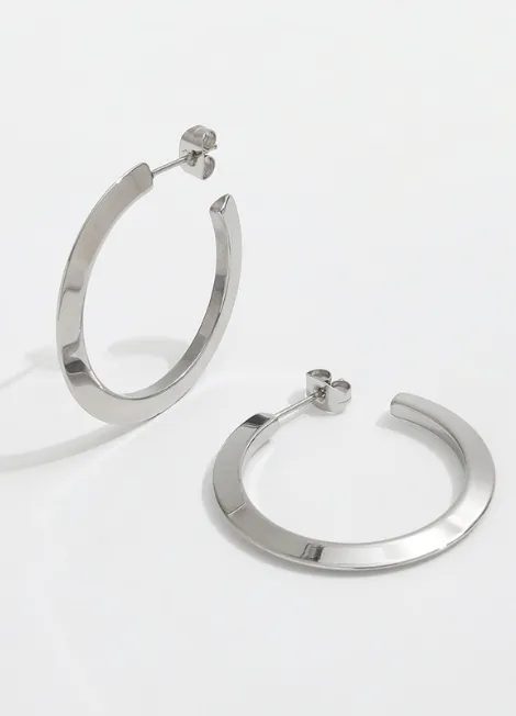 Earrings | Minimalism Hoop | Large | Silver Plated