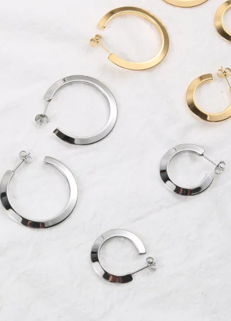 Earrings | Minimalism Hoop | Large | Silver Plated