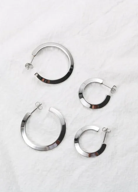 Earrings | Minimalism Hoop | Large | Silver Plated