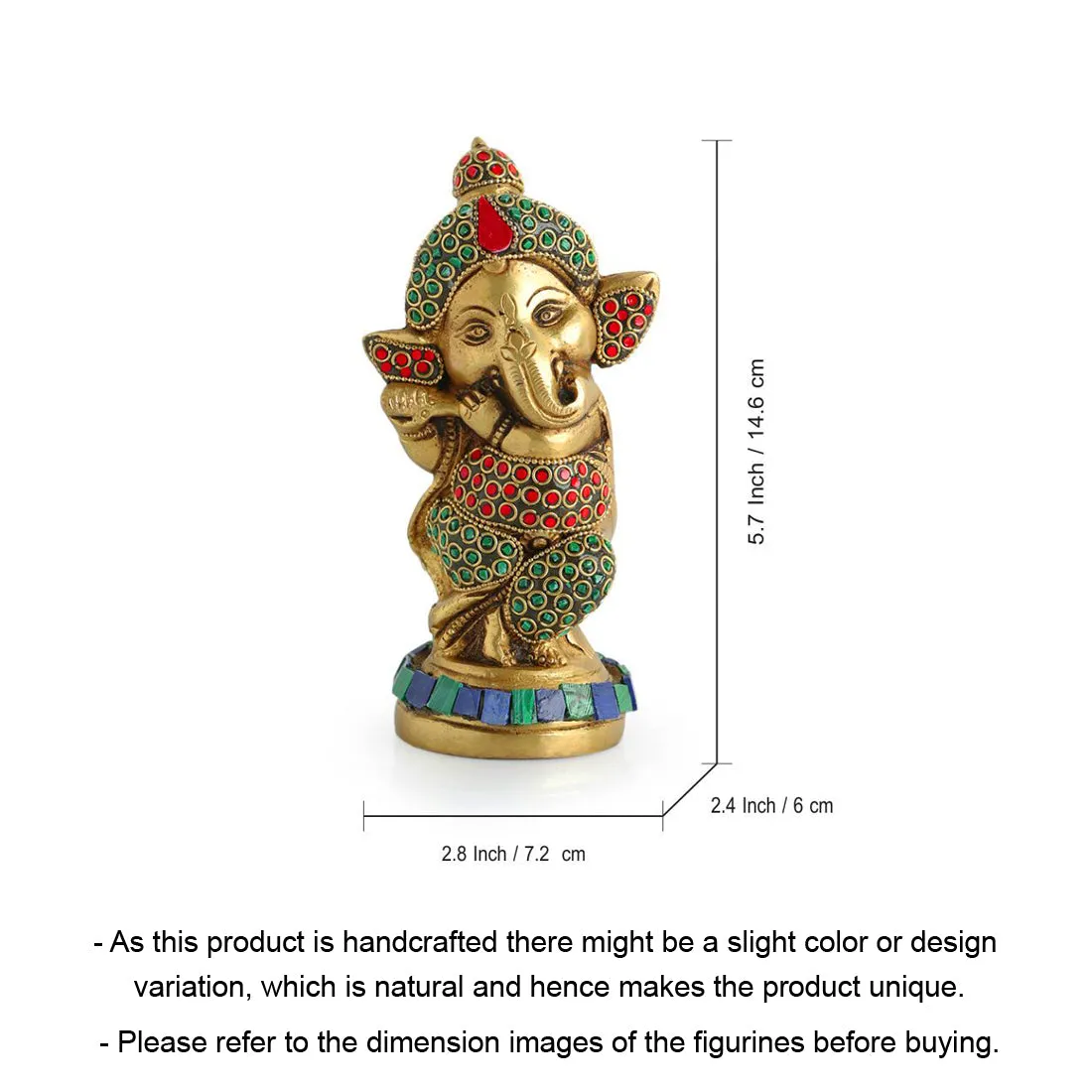 'Englighted Brass Ganesha' Showpiece Idol (Hand-Etched, 0.9 Kg)