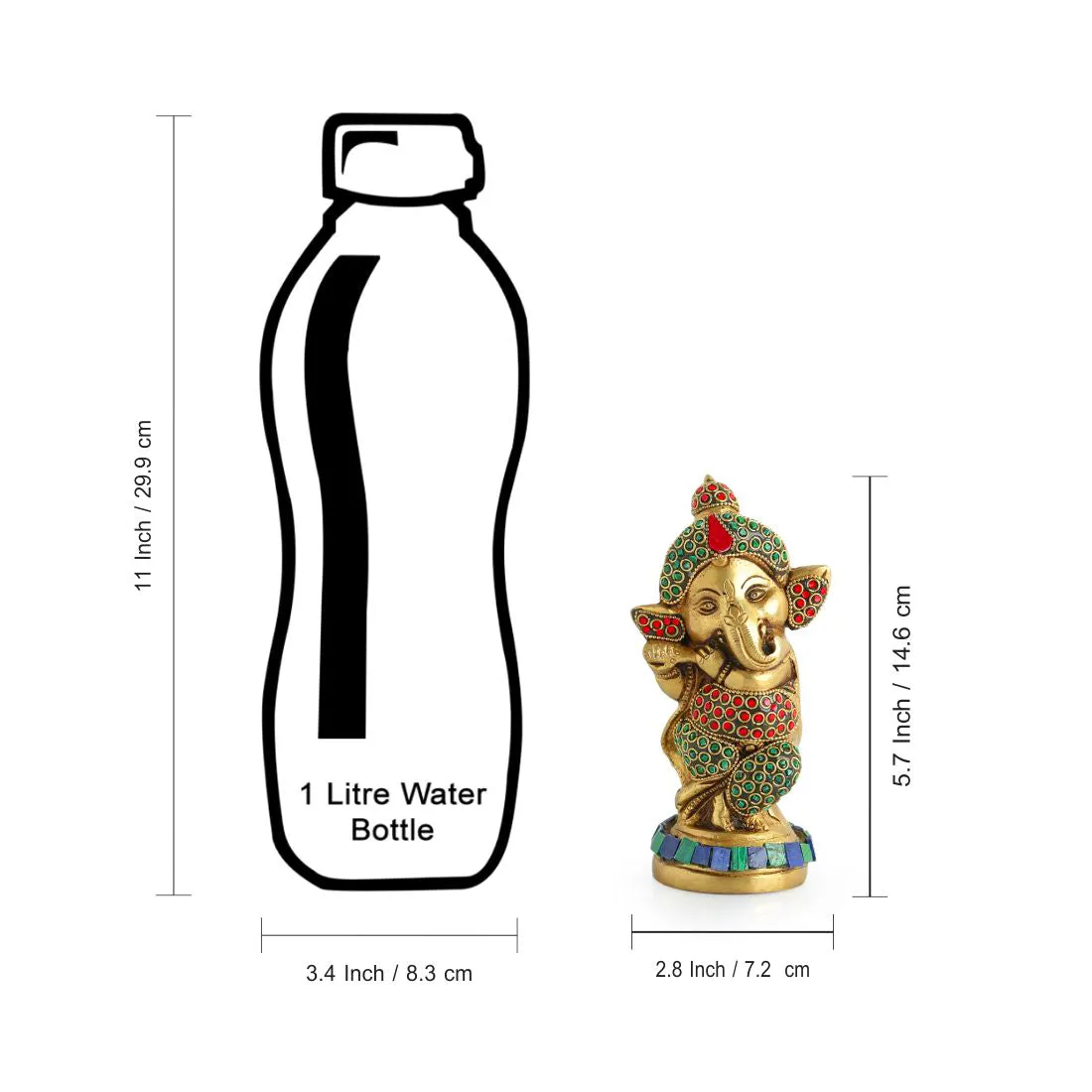 'Englighted Brass Ganesha' Showpiece Idol (Hand-Etched, 0.9 Kg)