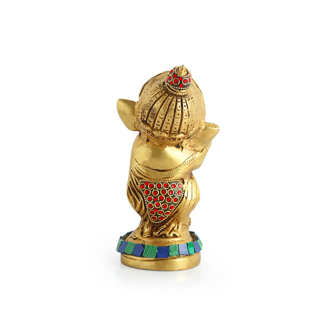 'Englighted Brass Ganesha' Showpiece Idol (Hand-Etched, 0.9 Kg)