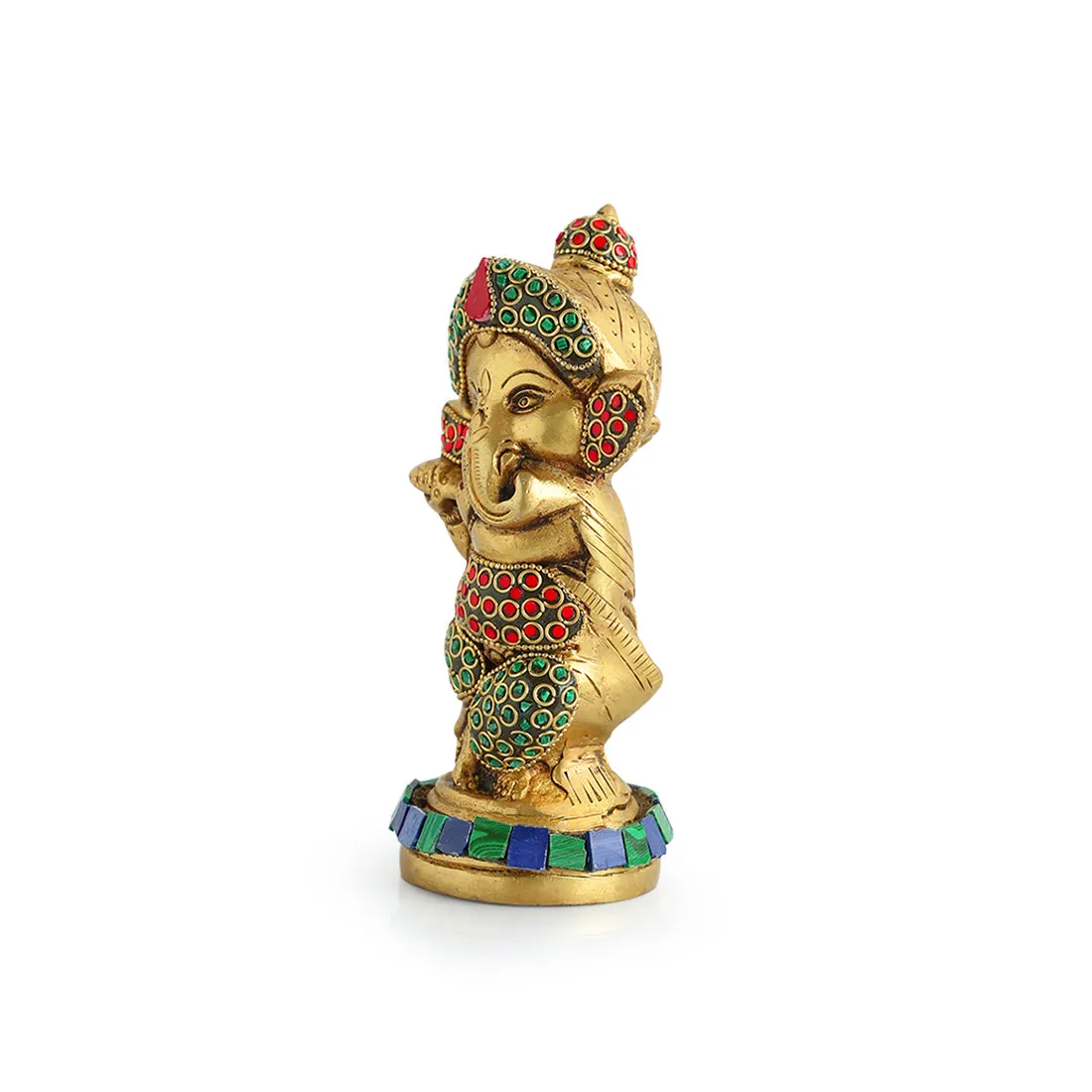 'Englighted Brass Ganesha' Showpiece Idol (Hand-Etched, 0.9 Kg)