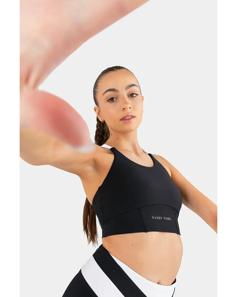 Every Turn Crunch Crop Top - Girls - Black / White