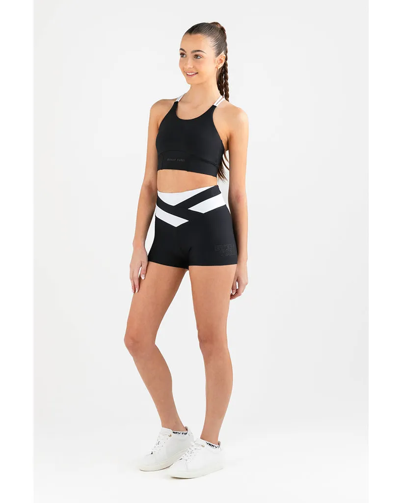 Every Turn Crunch Crop Top - Girls - Black / White