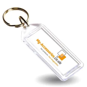 F1 Rectangular Blank Plastic Photo Insert Keyring - 50 x 20mm - Pack of 10