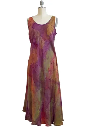 Fan Dress in Silk Georgette - Purple Painted - Large