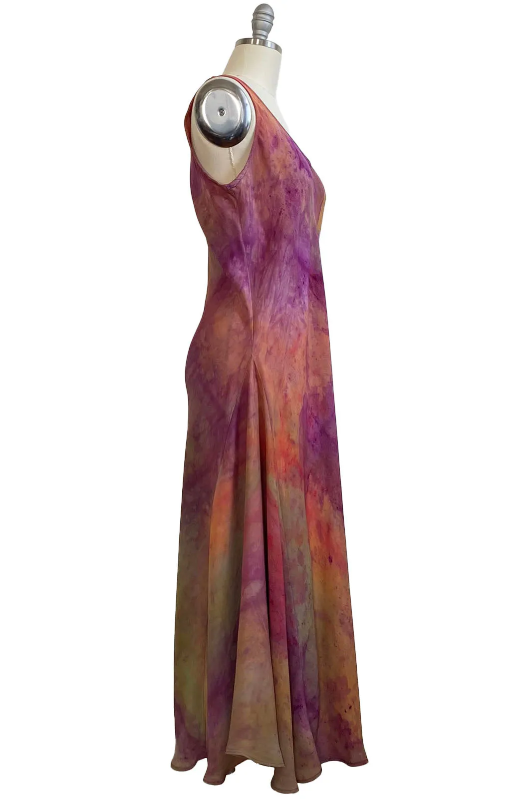 Fan Dress in Silk Georgette - Purple Painted - Large