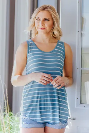 Find a Window Striped Tank Top in Blue Grey