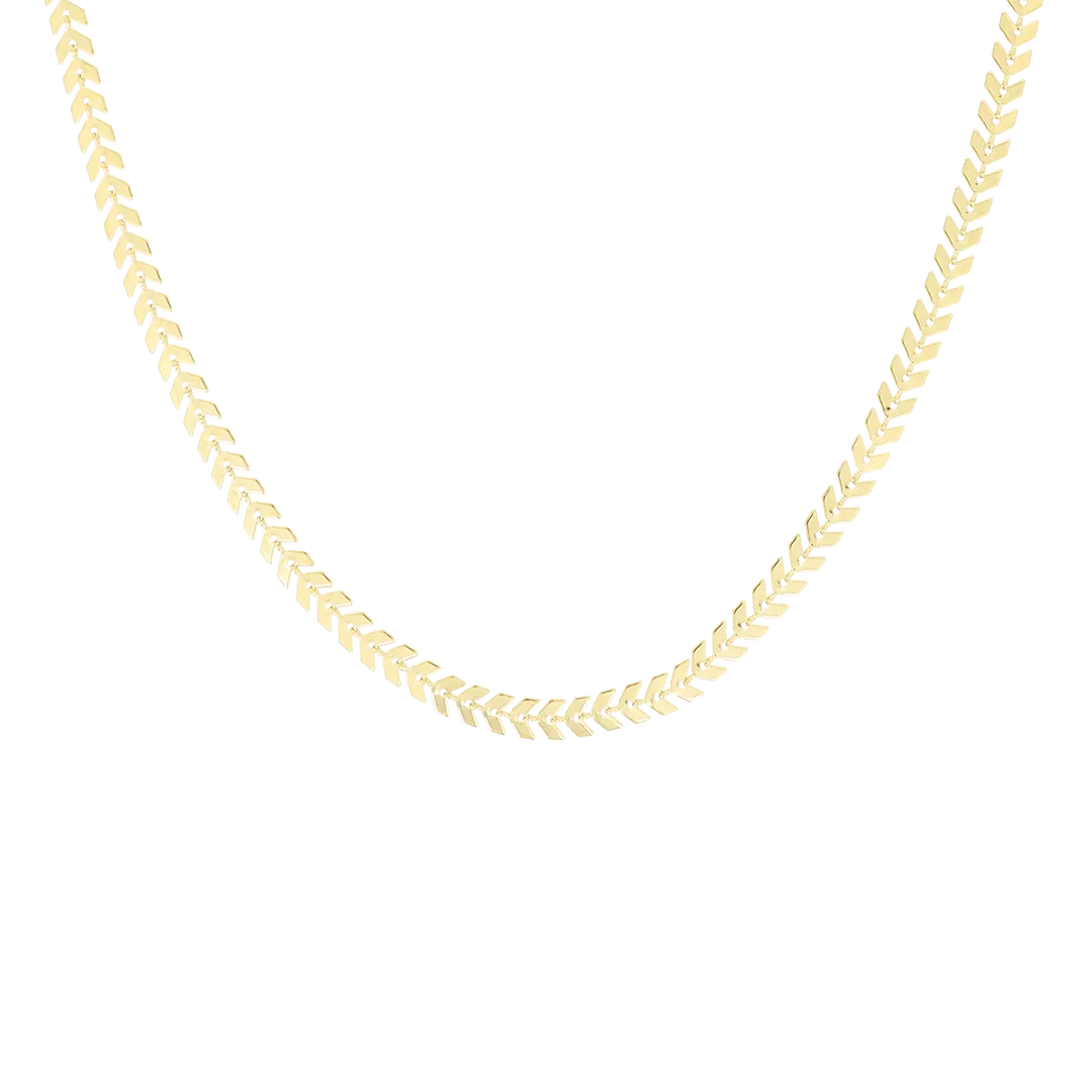 Gold coloured necklace with V-chain