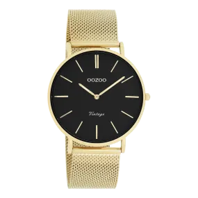 Gold coloured OOZOO watch with gold coloured metal mesh bracelet - C9913