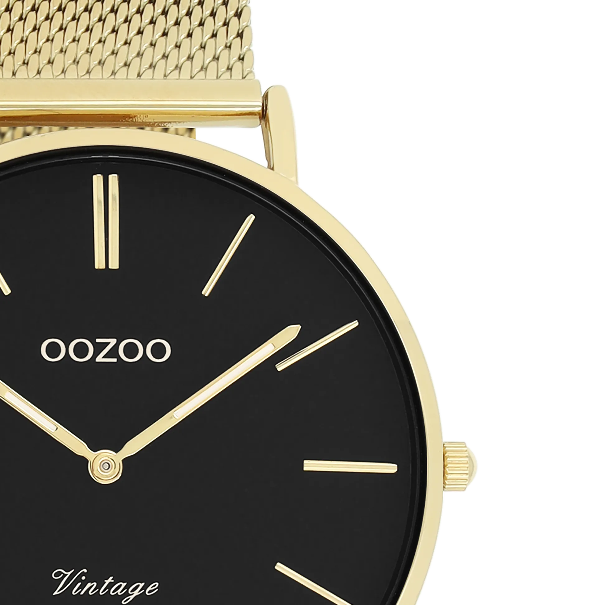 Gold coloured OOZOO watch with gold coloured metal mesh bracelet - C9913