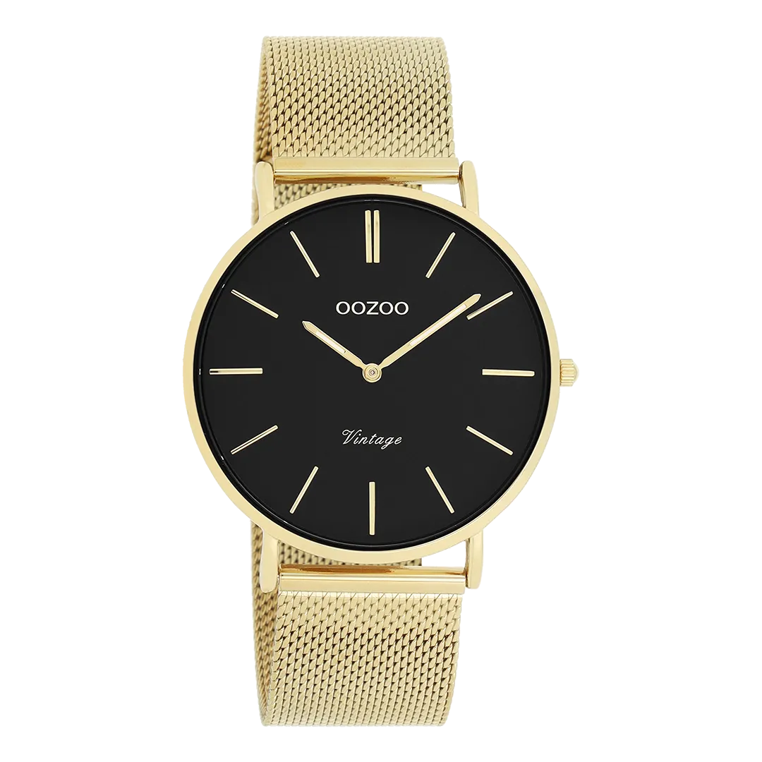 Gold coloured OOZOO watch with gold coloured metal mesh bracelet - C9913