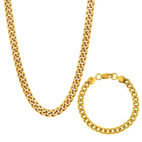 Gold Cuban Chain & Bracelet (8MM)