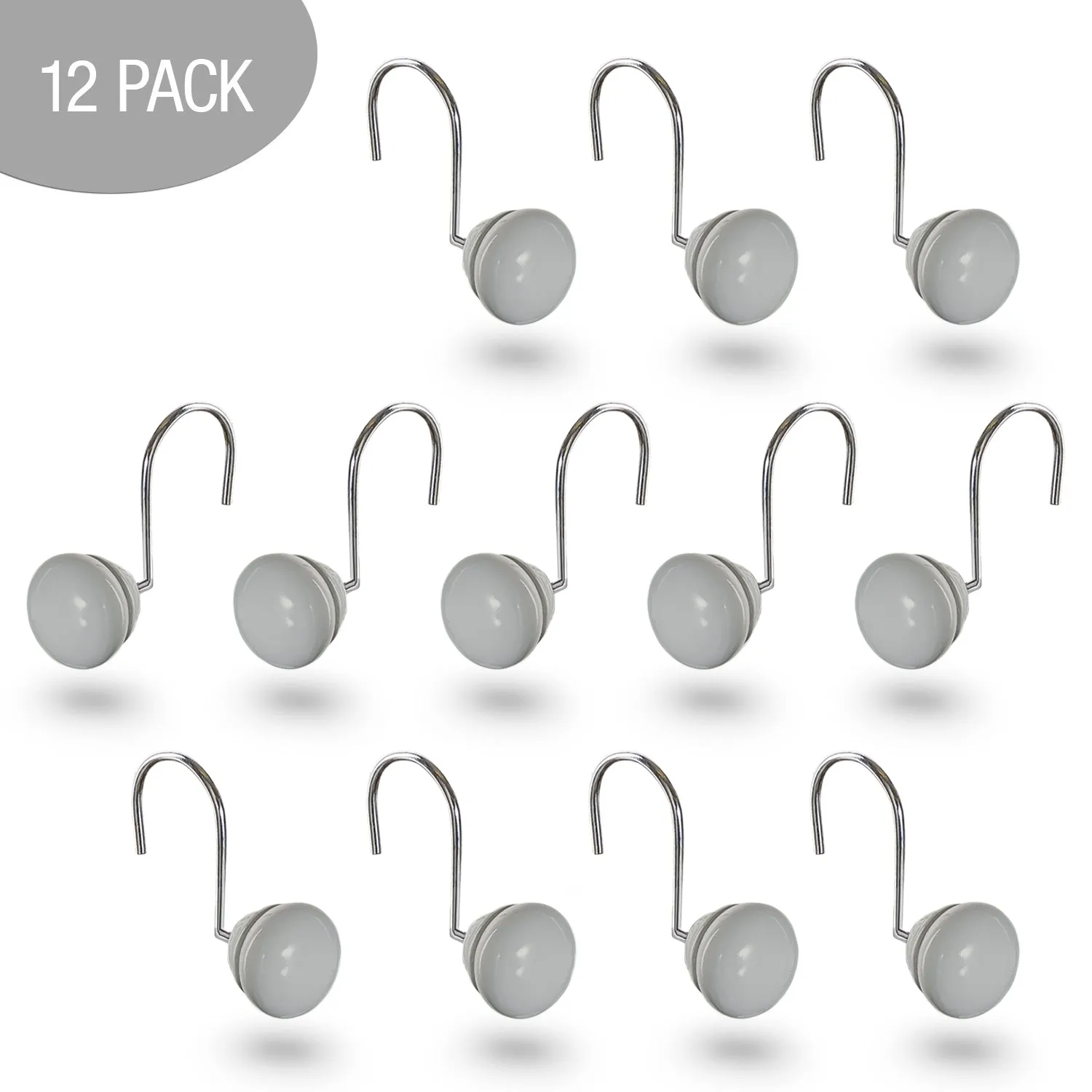 Gray 12 Shower Curtain Hooks (Wholesale)