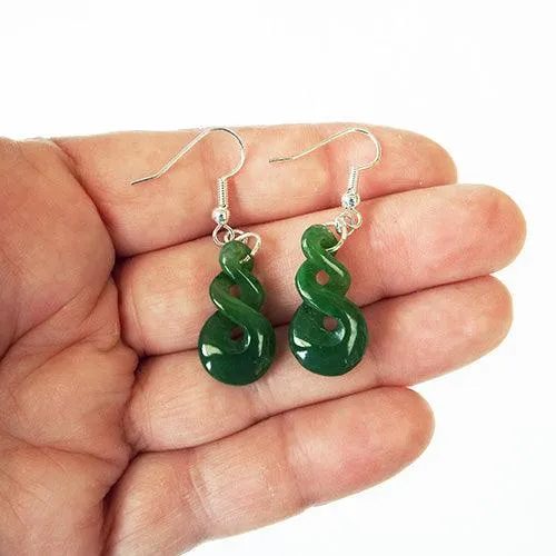 Greenstone Maori Love Twist Earrings