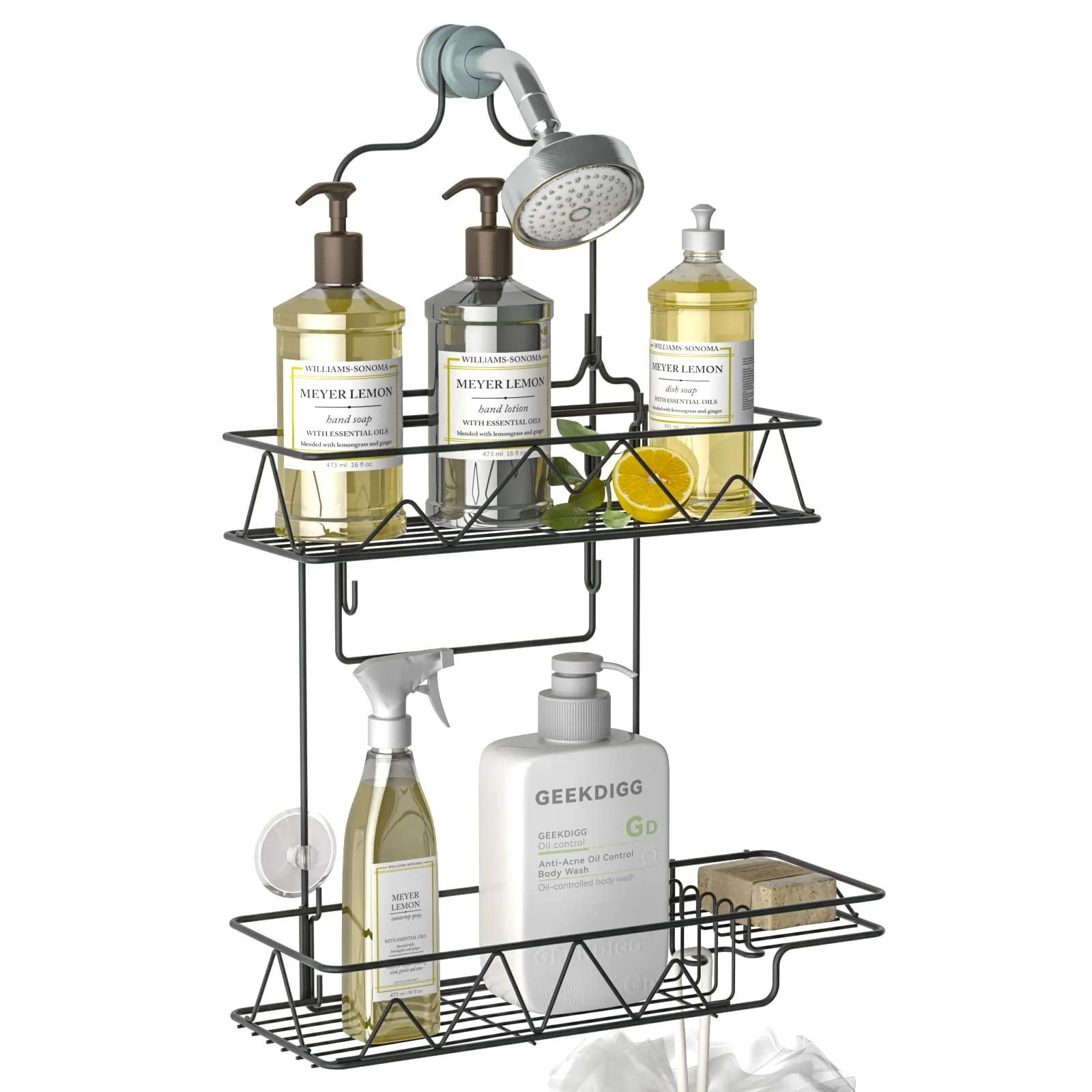 Hanging Shower Caddy, Height Adjustable Shower Organizer Over Shower Head