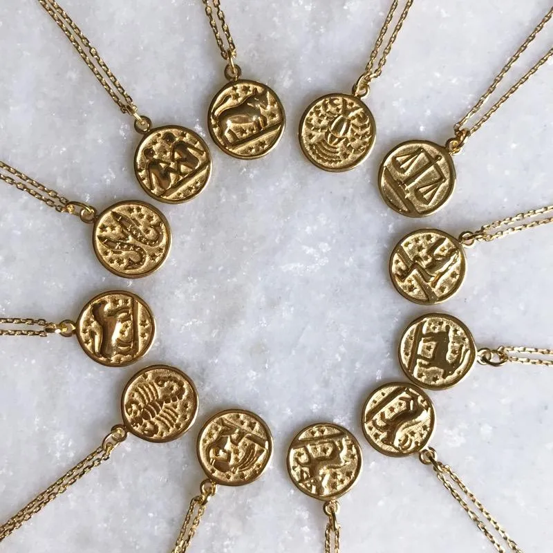 Horoscope Zodiac Engravable Coin Necklace