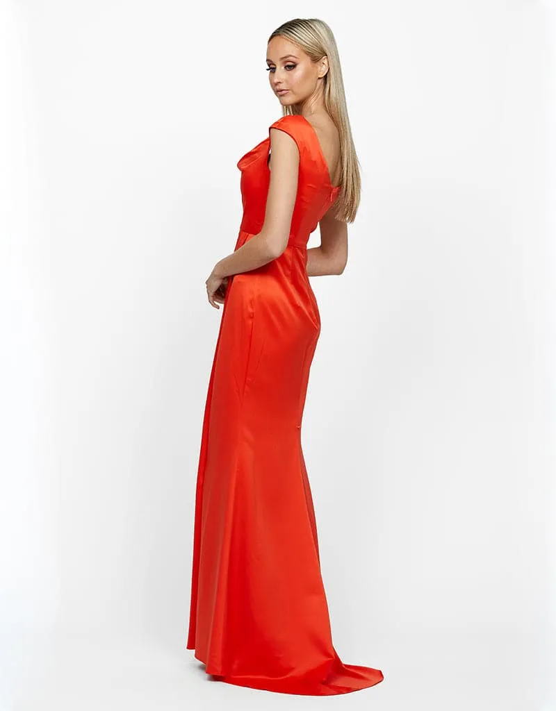 IN BLOOM DRAPED COWL NECK GOWN B55D26L