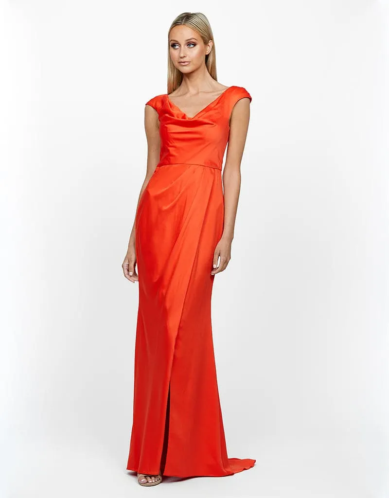 IN BLOOM DRAPED COWL NECK GOWN B55D26L